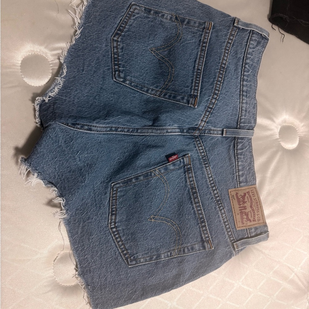 Levi's Women's Jean Shorts - 501 White, Light Blue, Black, Blue - Picture 11 of 13